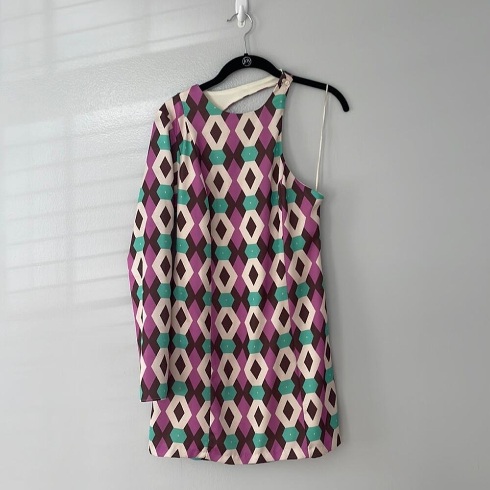 Zara Geometric Print One Arm Mini Dress Size M Brand New With Tags